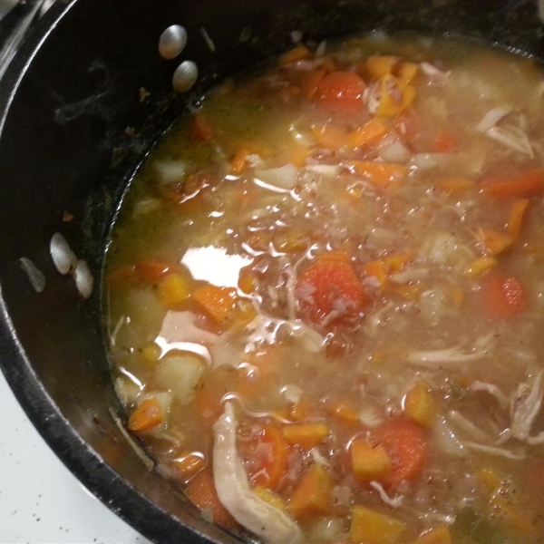 Chicken Barley Soup with Sweet Potato