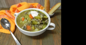 Vegetarian Rassolnik (Russian Barley and Pickle Soup)