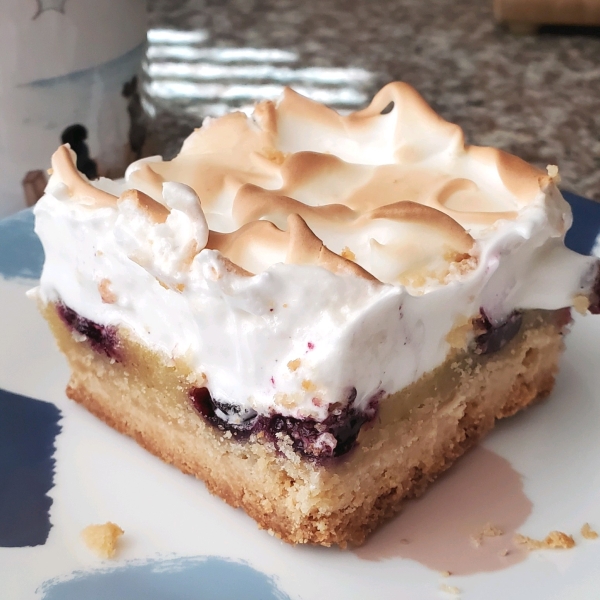 Blueberry Lemon Bars with Meringue Topping