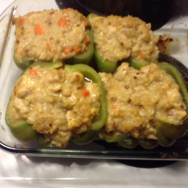 Chicken Wild Rice Stuffed Red Peppers