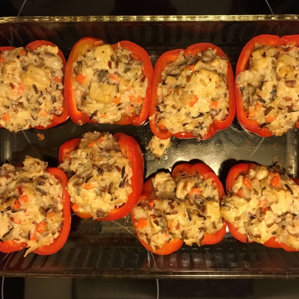 Chicken Wild Rice Stuffed Red Peppers