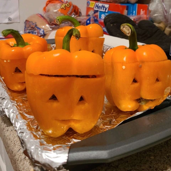 Stuffed Jack-O-Lantern Bell Peppers