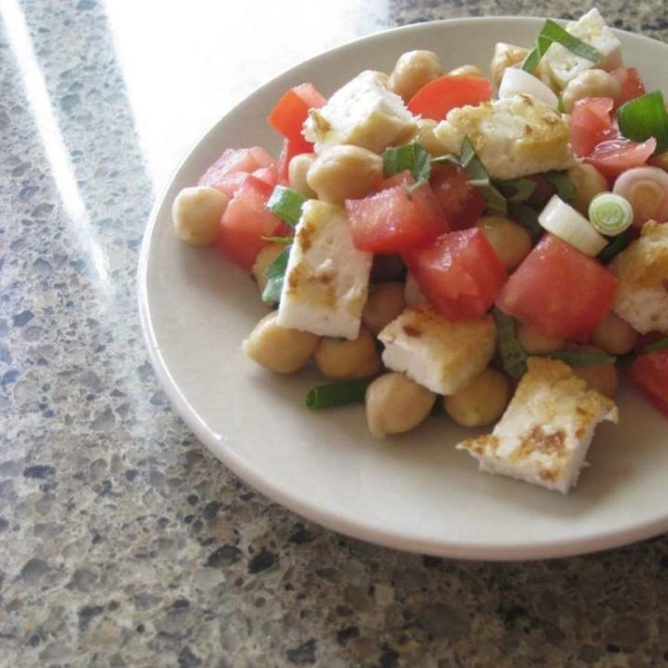 Halloumi, Chickpea, and Tomato Salad with Mint