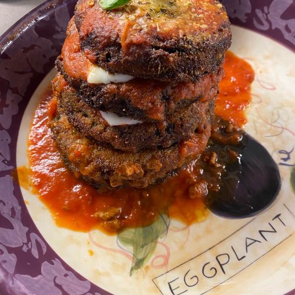 Crispy Eggplant Parmesan Stacks