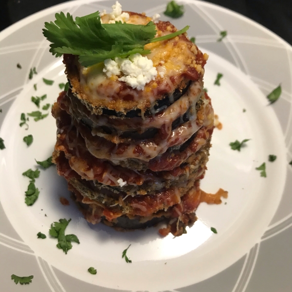 Crispy Eggplant Parmesan Stacks