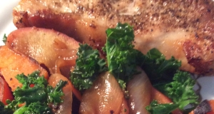 Fennel-Rubbed Pork Chops with Apple, Kale, and Sweet Potato