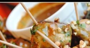 Ground Chicken Meatballs with Sweet Peanut Sauce