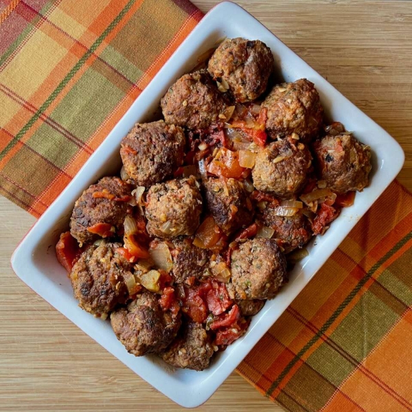 Bison Meatballs with Tomatoes and Herbs