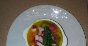 Spinach and Vegetable Soup with Radishes