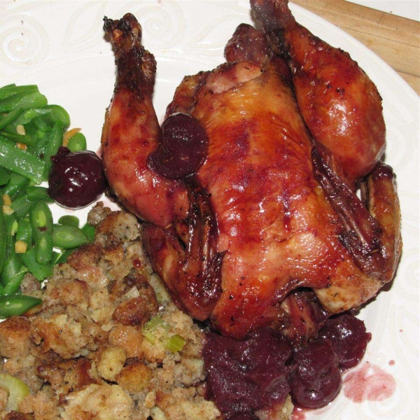 Cornish Hen with Tart Cherry Sauce