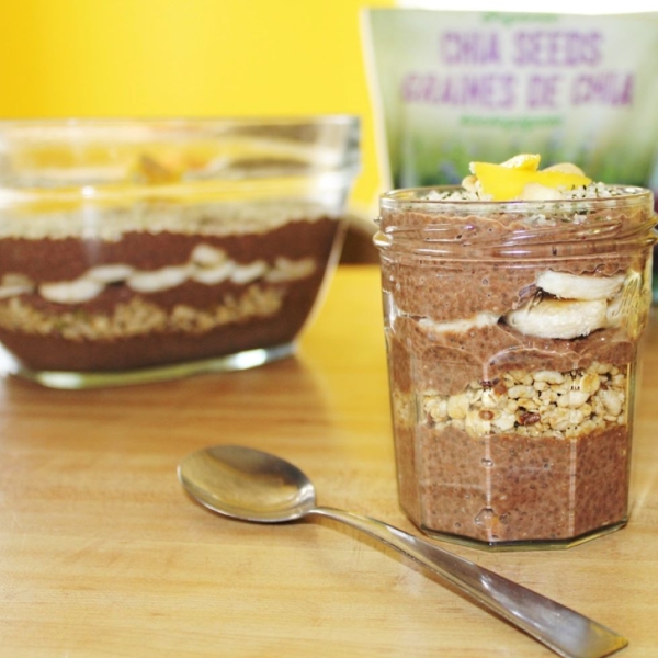 Vegan Chocolate-Peanut Butter Chia Pudding Parfait