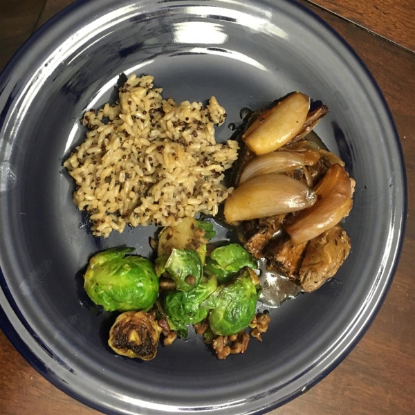 Browned Brussels Sprouts with Orange and Walnuts