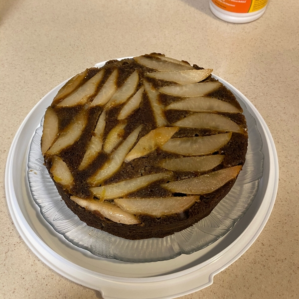 Upside Down Pear Gingerbread Cake