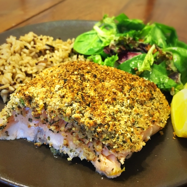 Baked Salmon with Basil and Lemon Thyme Crust