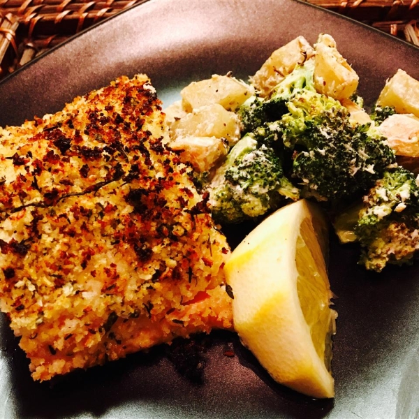 Baked Salmon with Basil and Lemon Thyme Crust