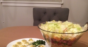 Layered Deviled Egg Pasta Salad