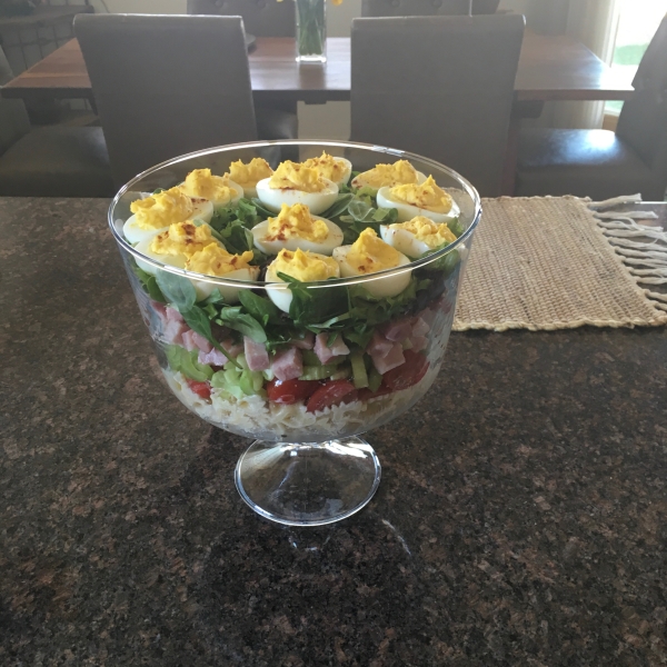 Layered Deviled Egg Pasta Salad