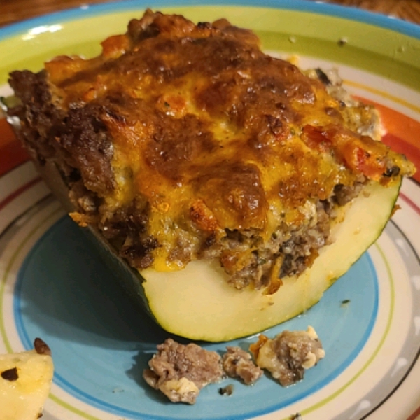 Cheese and Sausage Stuffed Zucchini